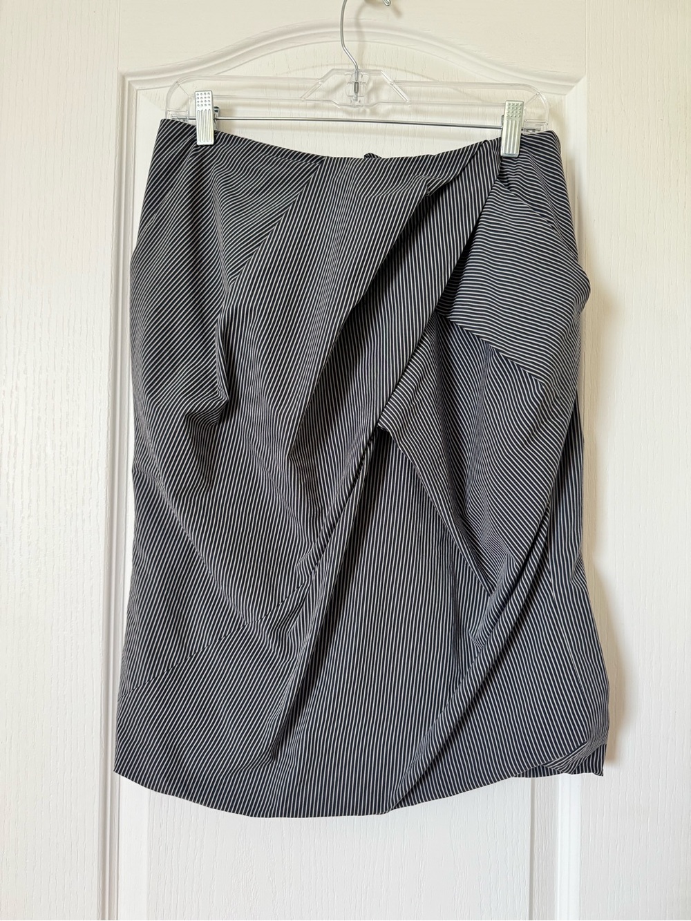 PAUW Amsterdam Black & Gray Striped Draped Wrap Skirt Size 3 (US 8)